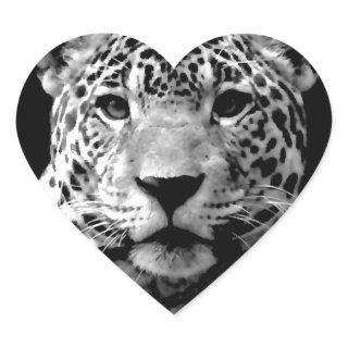 Black & White Jaguar Heart Sticker