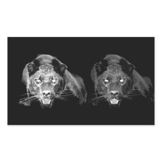 Black & White Jaguar Rectangular Sticker