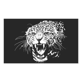 Black & White Jaguar Rectangular Sticker