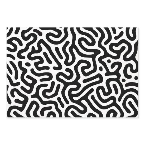 black white labyrinth pattern line decorative mode  sheets