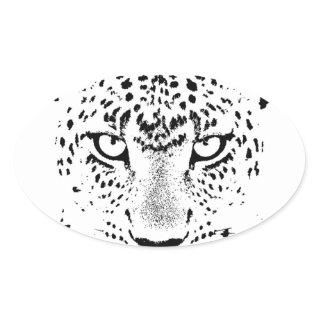 Black & White Leopard Eyes Oval Sticker