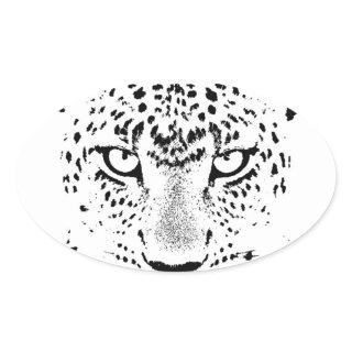 Black & White Leopard Eyes Oval Sticker