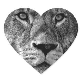 Black & White Lion Heart Sticker