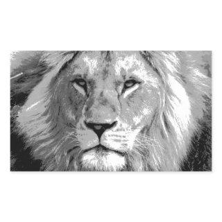 Black White Lion Rectangular Sticker