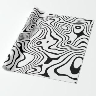 Black White liquid swirl Abstract Design