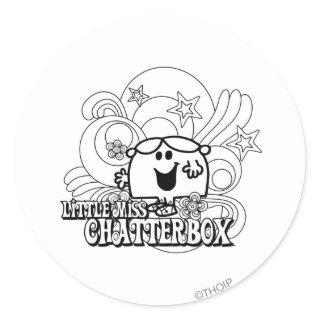 Black & White Little Miss Chatterbox Classic Round Sticker