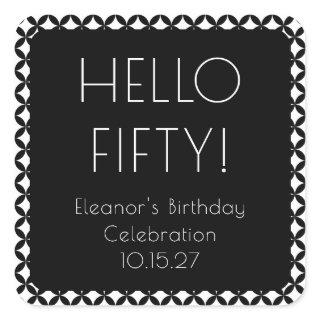 Black White Mid Century Mod 50th Birthday Custom Square Sticker