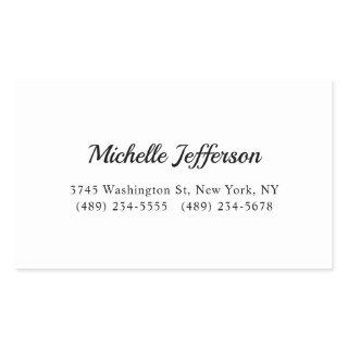 Black & White Minimalist Plain Modern Rectangular Sticker