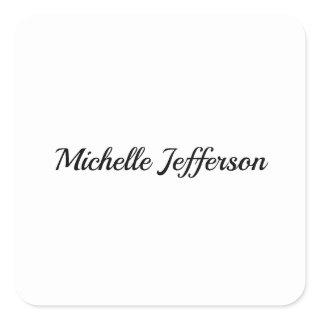 Black & White Minimalist Plain Modern Square Sticker