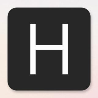 Black & White Modern Minimalistic Letter Square Sticker