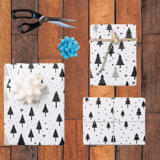 Black White Monochrome Christmas Trees Minimal   Sheets