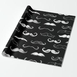 Black & White Moustache Seamless Repeat Background