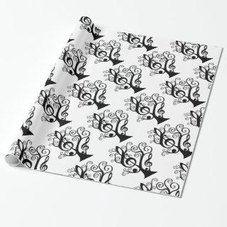 Black & White Music Treble Clef Tree Paper