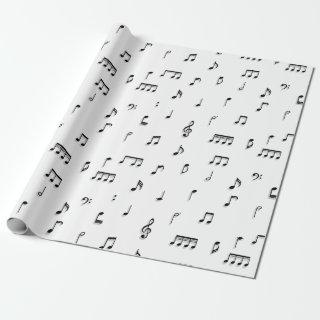 Black & White Musical Notes Symbol Pattern