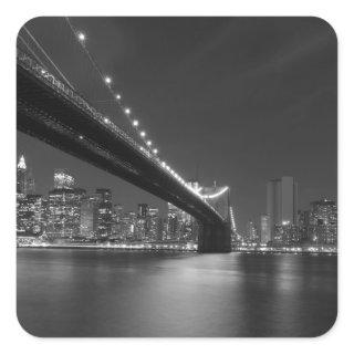 Black White New York City Skyline Square Sticker