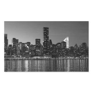 Black White New York City Skyscapers Silhouette Rectangular Sticker