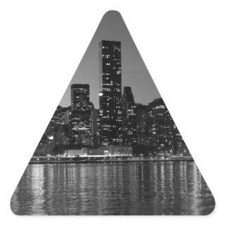 Black White New York City Skyscapers Silhouette Triangle Sticker