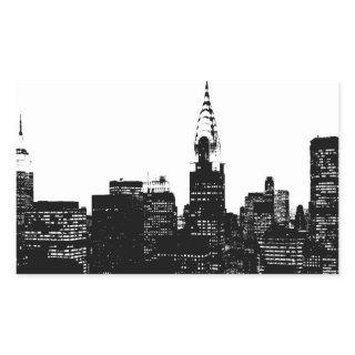 Black & White New York Silhouette Rectangular Sticker
