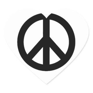 Black White Peace Sign Symbol Heart Sticker