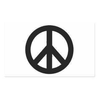 Black White Peace Sign Symbol Rectangular Sticker