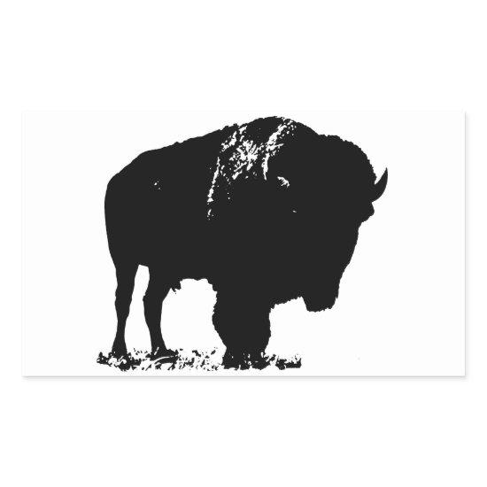 Black & White Pop Art Bison Buffalo Rectangular Sticker