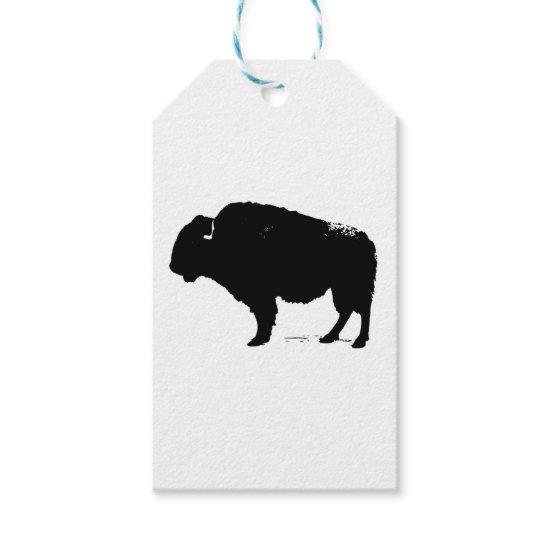 Black & White Pop Art Buffalo Bison Gift Tags