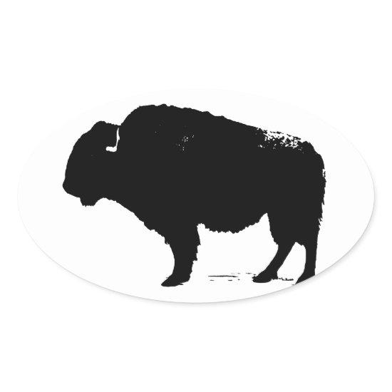Black & White Pop Art Buffalo Bison Oval Sticker