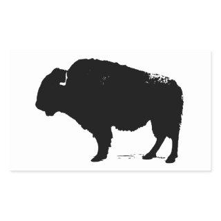 Black & White Pop Art Buffalo Bison Rectangular Sticker