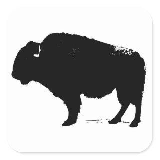 Black & White Pop Art Buffalo Bison Square Sticker