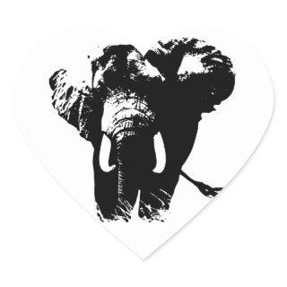 Black & White Pop Art Elephant Heart Sticker