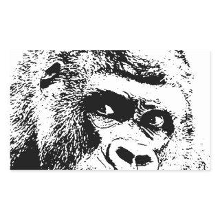 Black White Pop Art Gorilla Rectangular Sticker