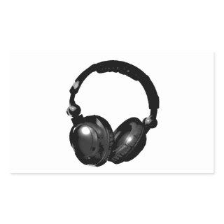 Black & White Pop Art Headphone Rectangular Sticker