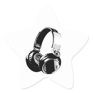 Black & White Pop Art Headphone Star Sticker