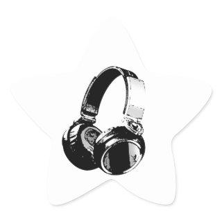 Black & White Pop Art Headphone Star Sticker