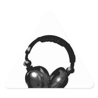 Black & White Pop Art Headphone Triangle Sticker