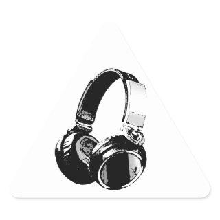 Black & White Pop Art Headphone Triangle Sticker