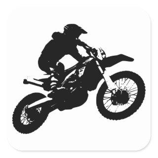 Black White Pop Art Motocross Motorcyle Sport Square Sticker