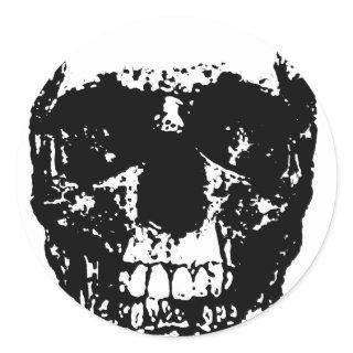 Black & White Pop Art Skull Classic Round Sticker