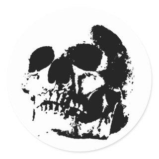 Black & White Pop Art Skull Classic Round Sticker