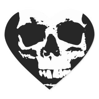 Black & White Pop Art Skull Heart Sticker