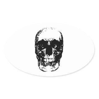 Black & White Pop Art Skull Oval Sticker