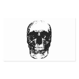 Black & White Pop Art Skull Rectangular Sticker