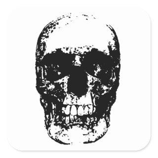 Black & White Pop Art Skull Square Sticker