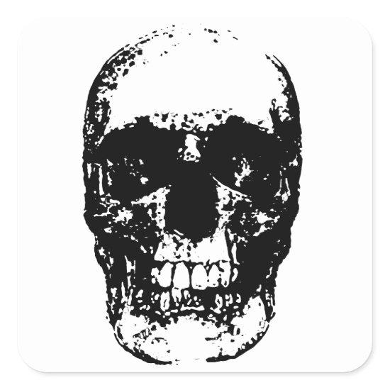 Black & White Pop Art Skull Square Sticker