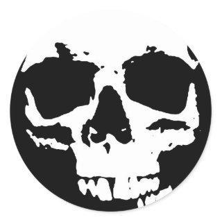 Black & White Pop Art Skull Stylish Cool Classic Round Sticker