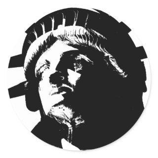 Black & White Pop Art Statue of Liberty Classic Round Sticker