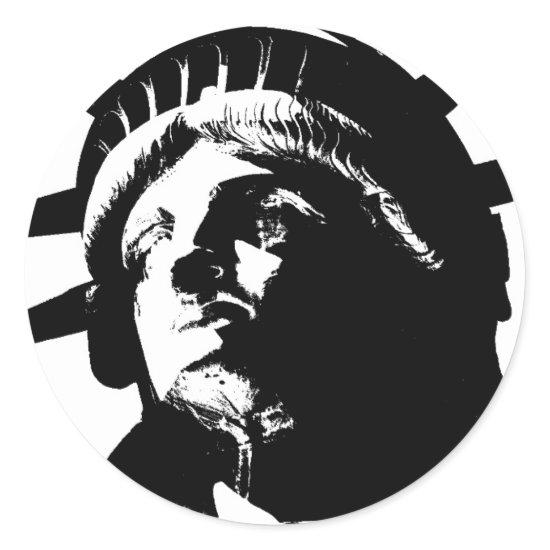 Black & White Pop Art Statue of Liberty Classic Round Sticker