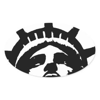 Black & White Pop Art Statue of Liberty Oval Sticker