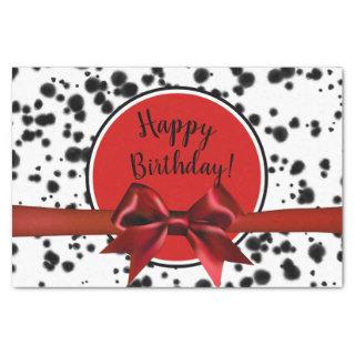 Black White Red Bow Dalmatian Spots Birthday Party Tissue Paper