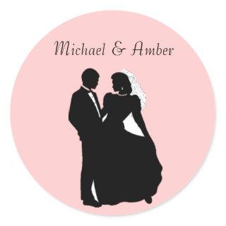 Black & White Silhoutte Wedding Couple Stickers